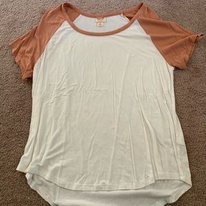 White and Orange Loose Fitting T-shirt